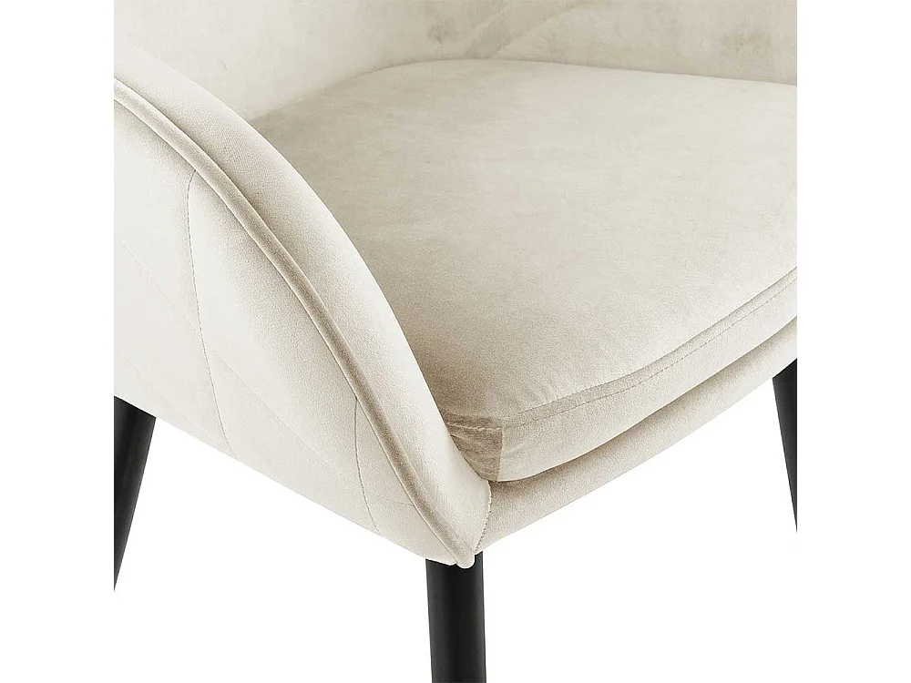 Armlehnenstuhl in Cremeweiß und Schwarz Gestell aus Metall