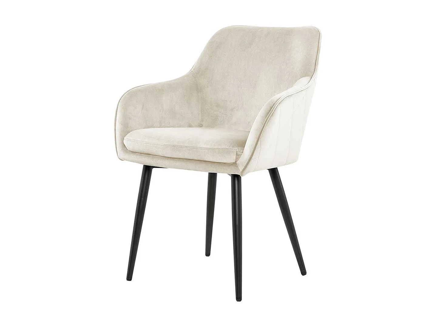 Armlehnenstuhl in Cremeweiß und Schwarz Gestell aus Metall