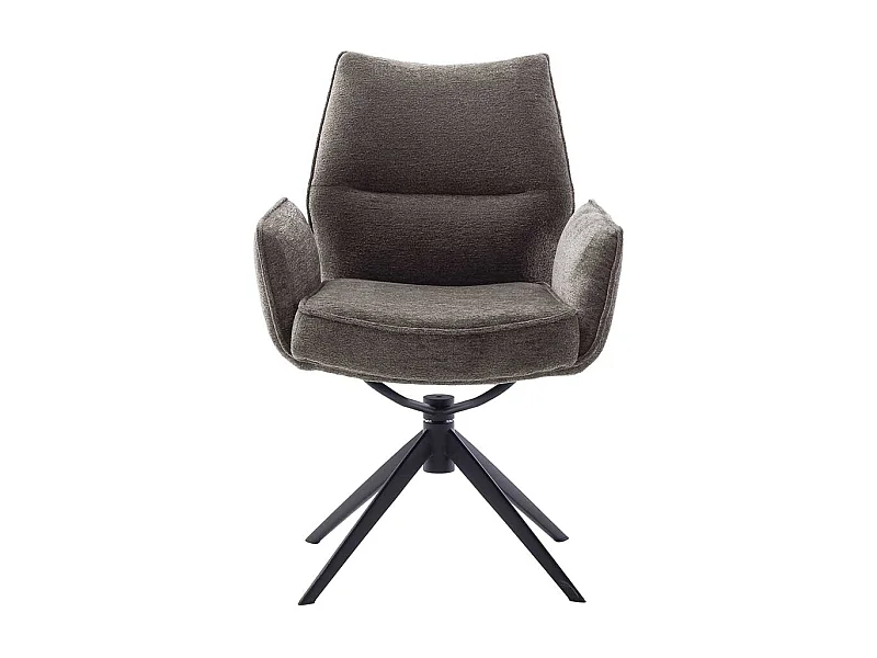 Armlehnstuhl Stuhl Küche aus Chenillegewebe mit Gestell aus Metall (2er Set)