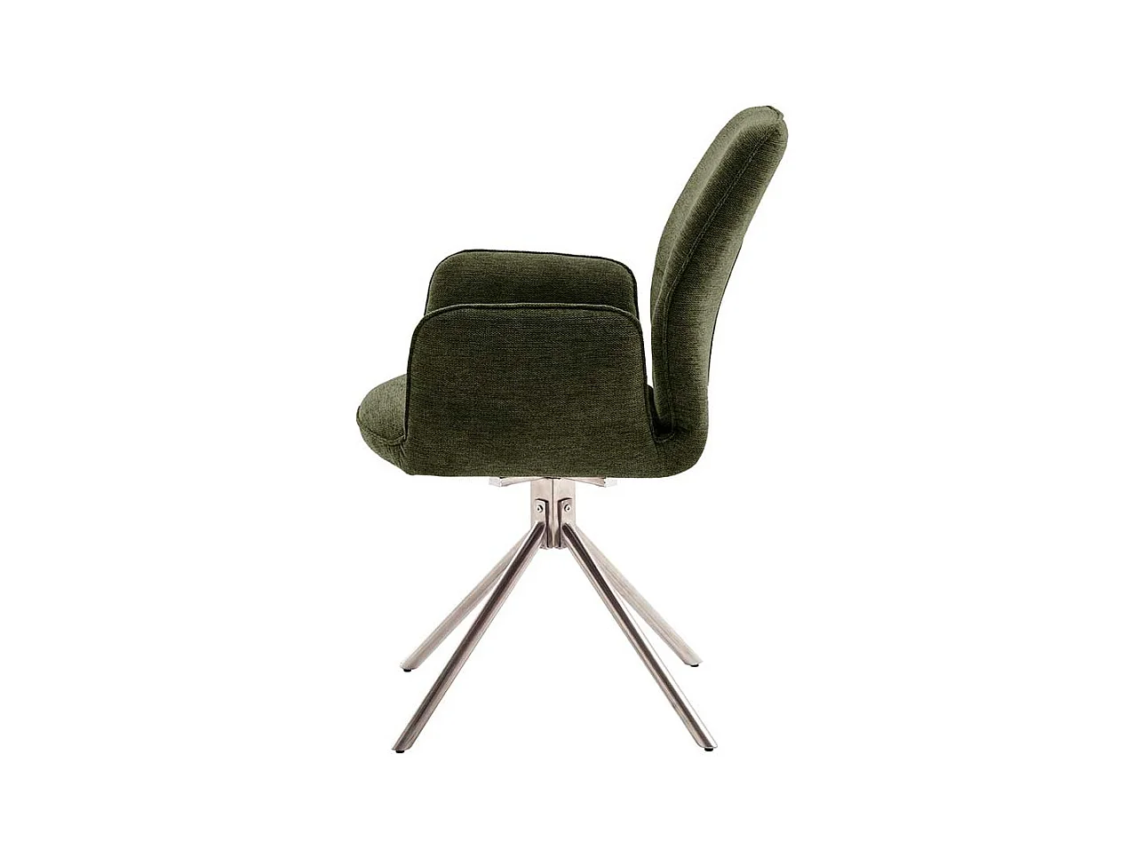Esszimmerarmlehnstuhl Oliv aus Chenillegewebe Edelstahl (2er Set)