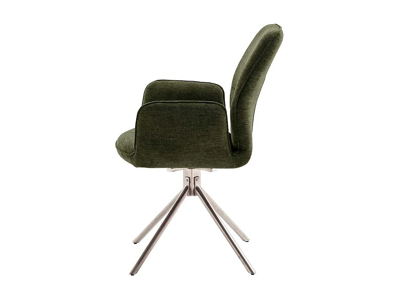 Esszimmerarmlehnstuhl Oliv aus Chenillegewebe Edelstahl (2er Set)