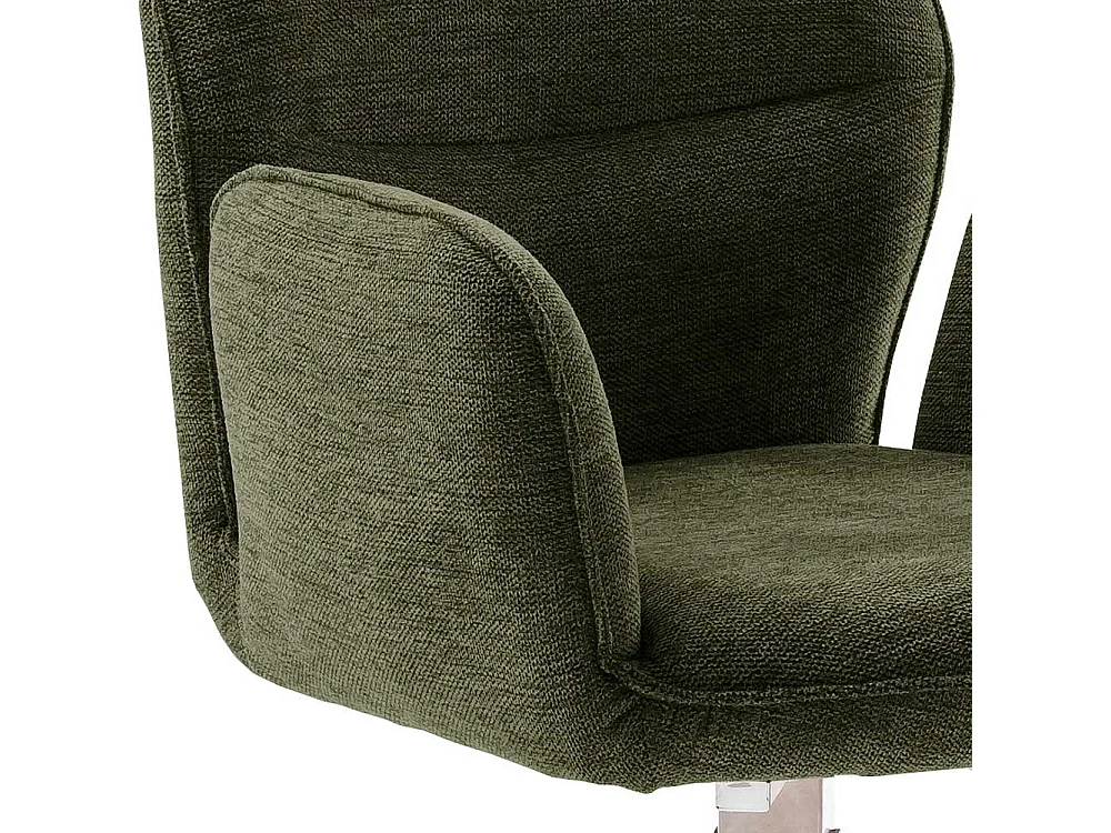 Esszimmerarmlehnstuhl Oliv aus Chenillegewebe Edelstahl (2er Set)