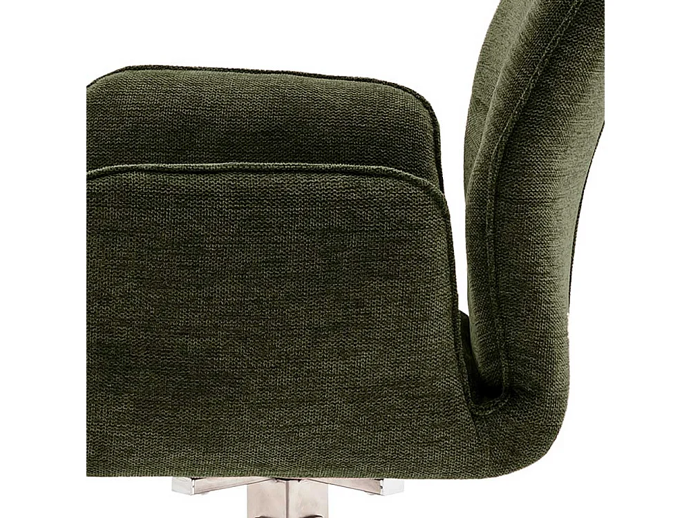 Esszimmerarmlehnstuhl Oliv aus Chenillegewebe Edelstahl (2er Set)