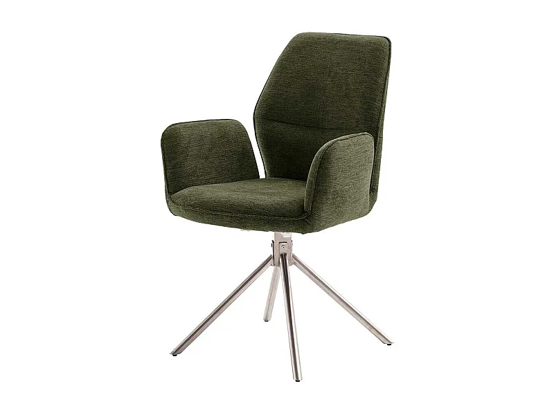 Esszimmerarmlehnstuhl Oliv aus Chenillegewebe Edelstahl (2er Set)