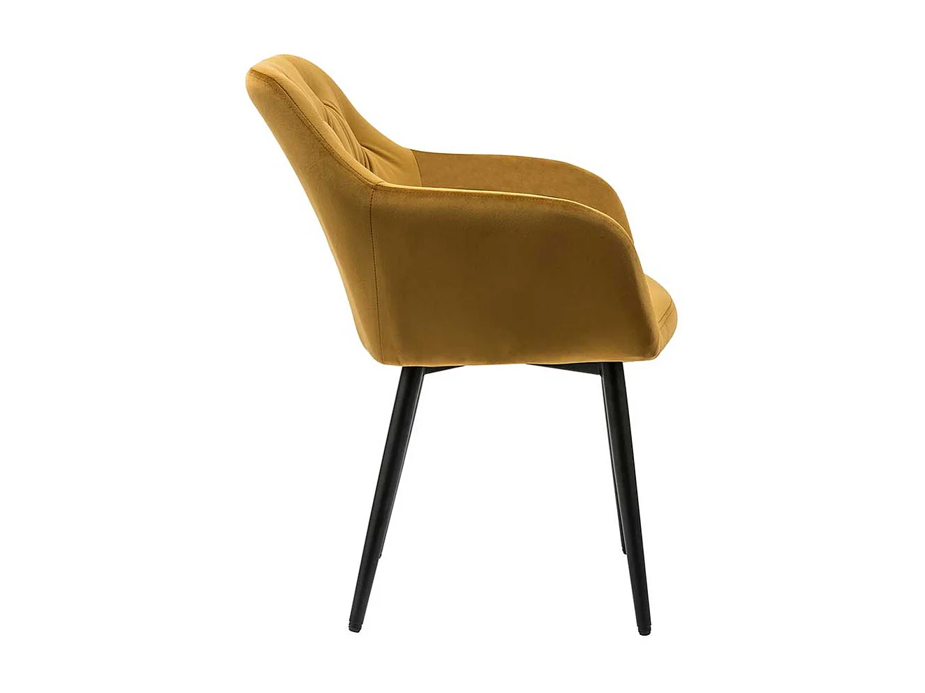 Retro Polsterstuhl in Gelb Samt Armlehnen