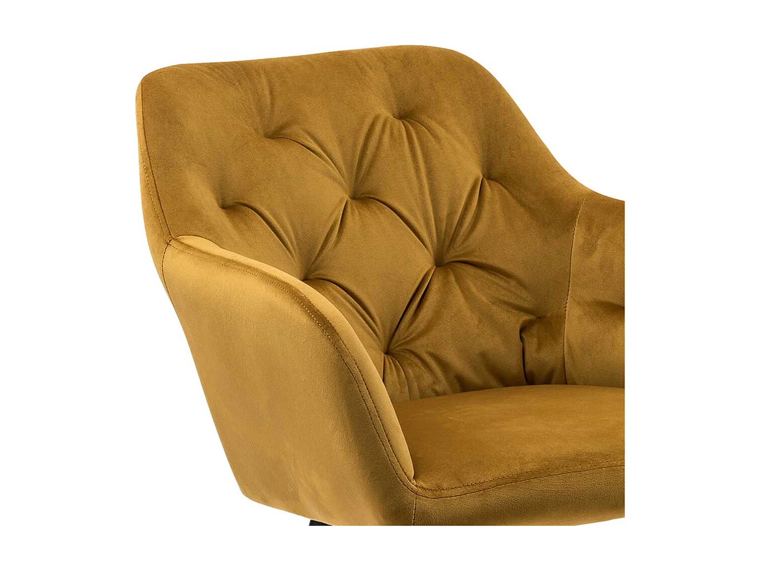 Retro Polsterstuhl in Gelb Samt Armlehnen