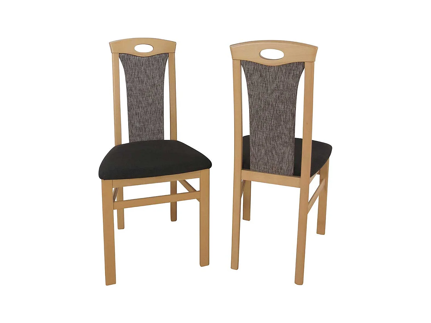 Esszimmerstuhl aus Buche Massivholz Braun Stoff (2er Set)