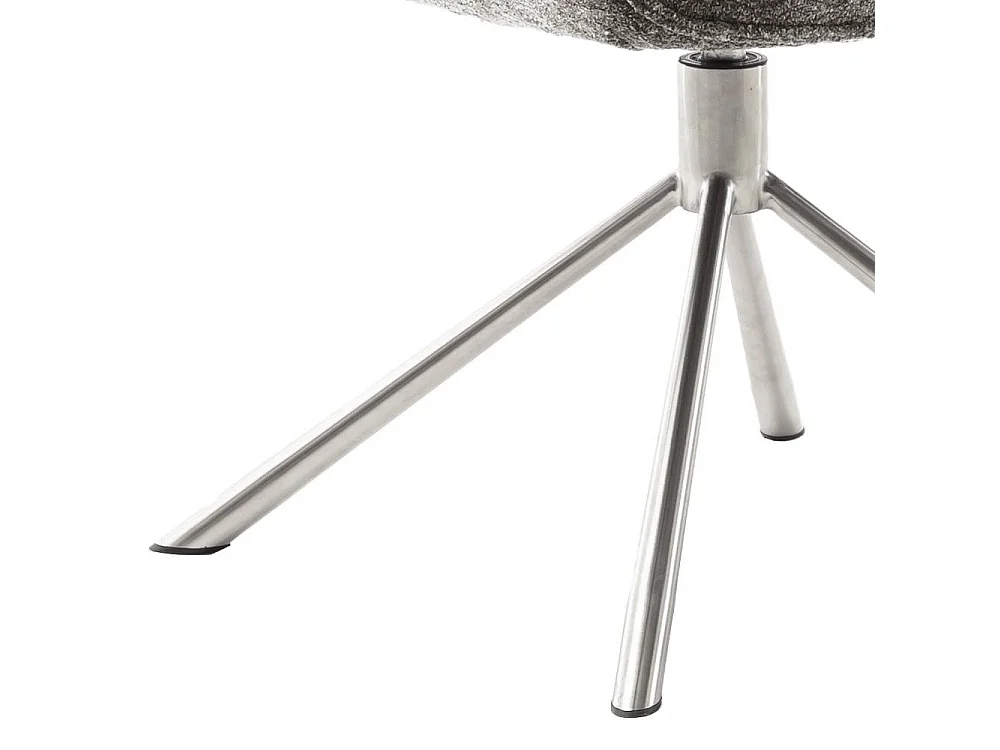 Polsterstuhl Armlehnstuhl in Cappuccino und Edelstahlfarben (2er Set)