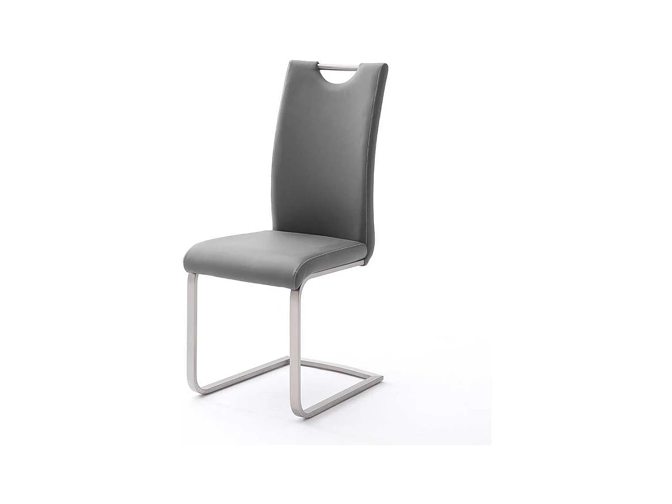 Grauer Freischwinger mit Griff Edelstahl (4er Set)