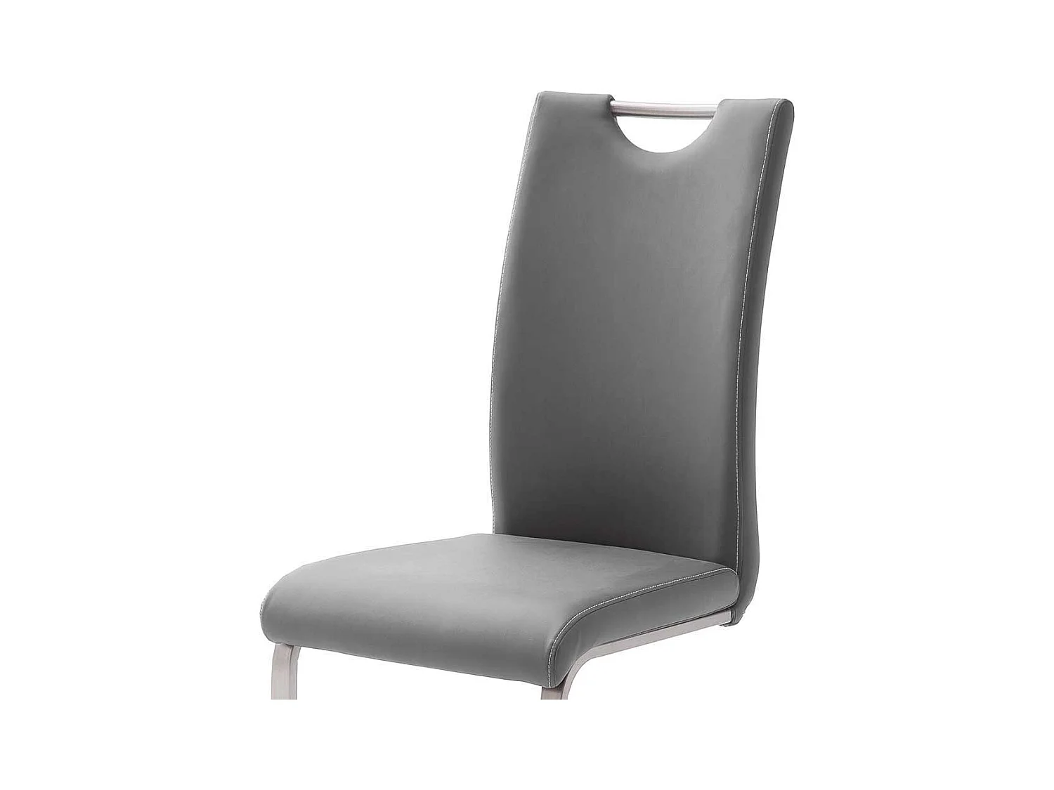 Grauer Freischwinger mit Griff Edelstahl (4er Set)