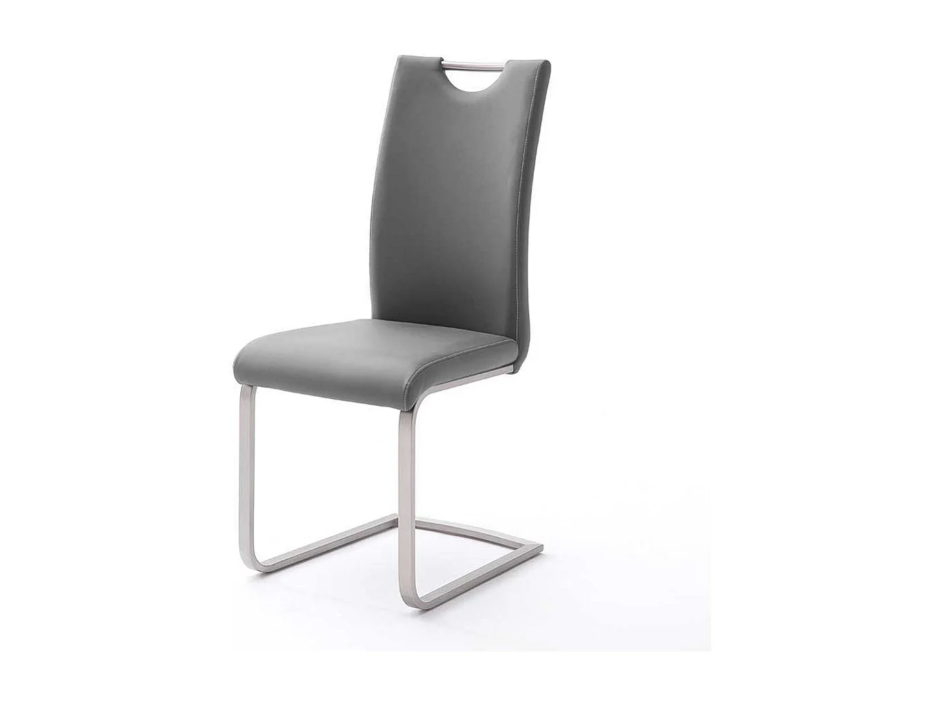 Grauer Freischwinger mit Griff Edelstahl (4er Set)