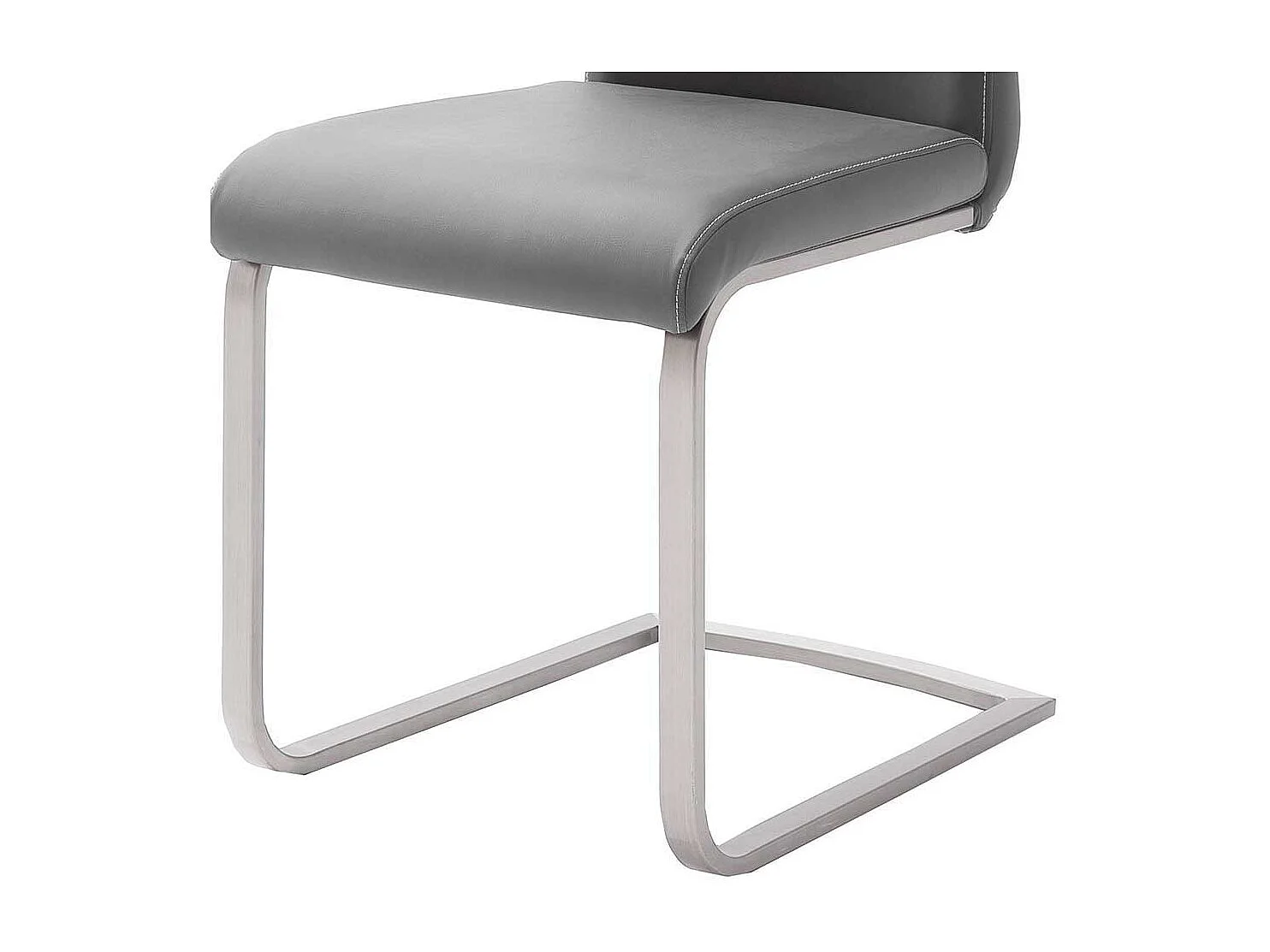 Grauer Freischwinger mit Griff Edelstahl (4er Set)