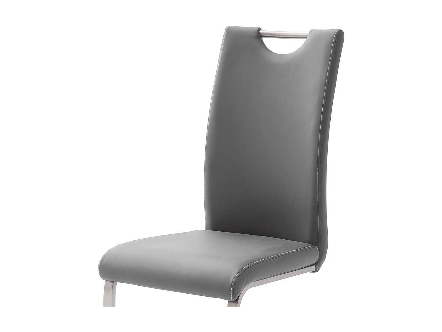 Grauer Freischwinger mit Griff Edelstahl (4er Set)