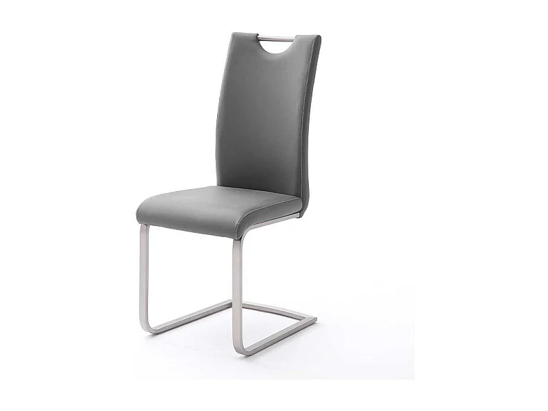 Grauer Freischwinger mit Griff Edelstahl (4er Set)