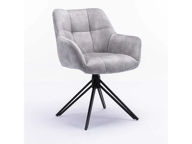 Polsterstuhl Set modern in Grau und Schwarz drehbarem Gestell aus Metall (2er Set)