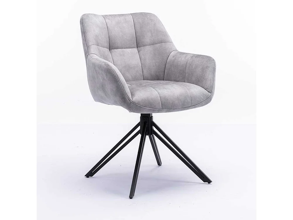 Polsterstuhl Set modern in Grau und Schwarz drehbarem Gestell aus Metall (2er Set)