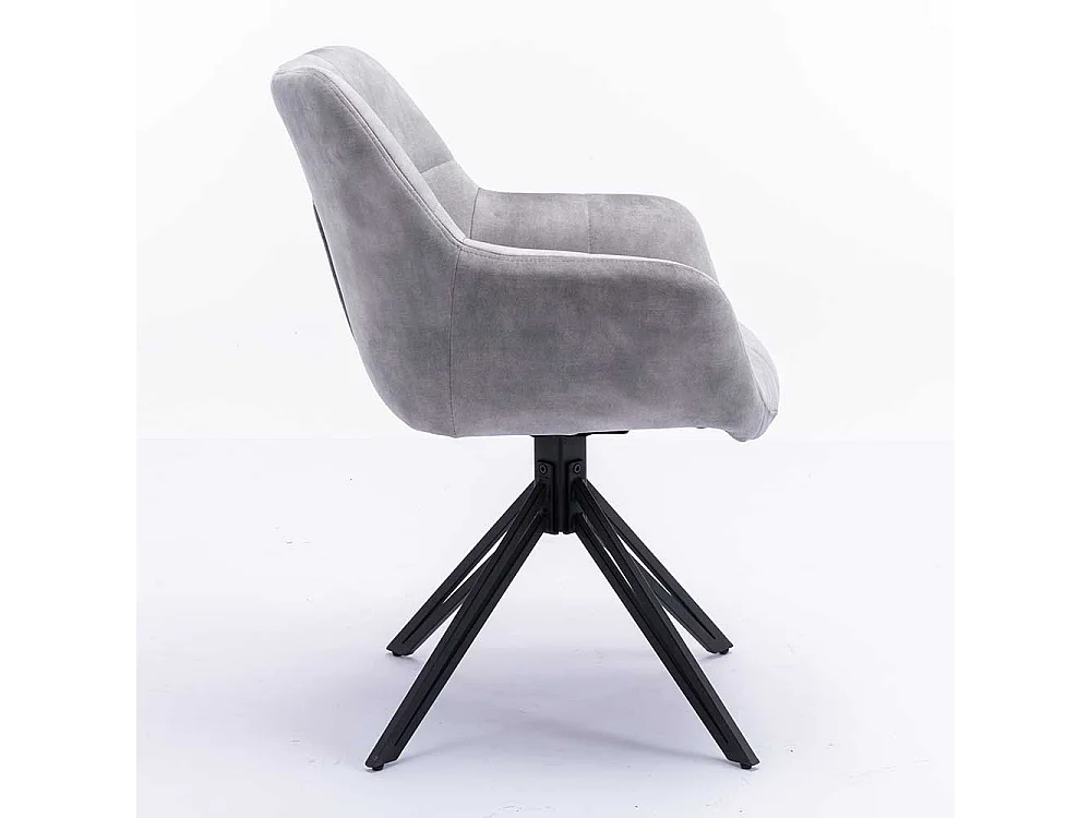 Polsterstuhl Set modern in Grau und Schwarz drehbarem Gestell aus Metall (2er Set)
