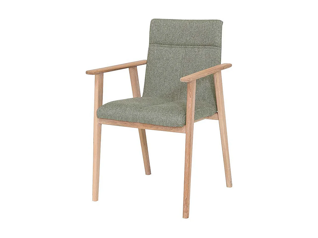 Esstischstuhl in Grün Webstoff Armlehnen