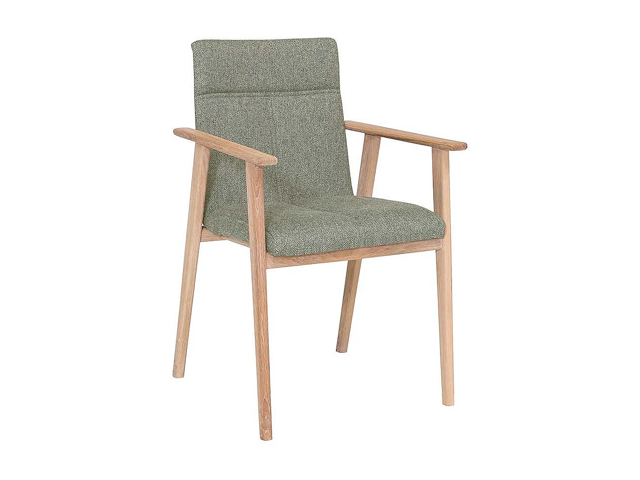 Esstischstuhl in Grün Webstoff Armlehnen