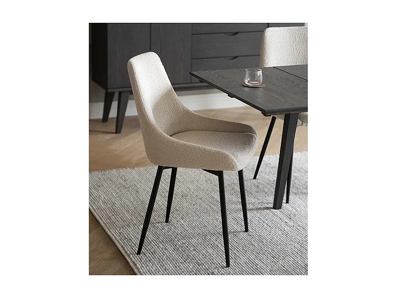 Boucle Polsterstühle in Beige Gestell aus Metall (2er Set)