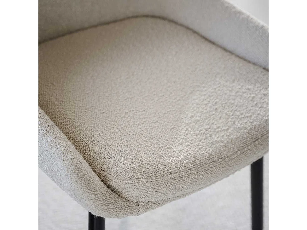 Boucle Polsterstühle in Beige Gestell aus Metall (2er Set)