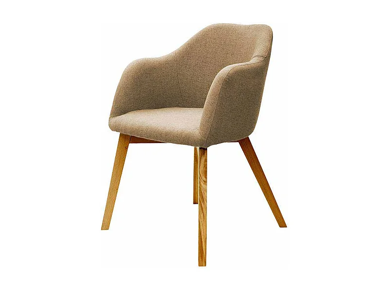 Armlehnstuhl in Beige Stoff Holzbeine