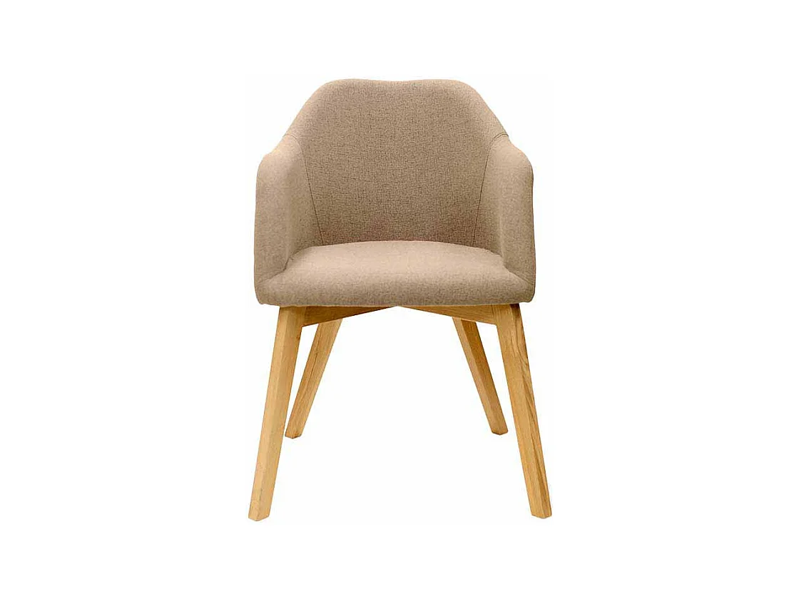 Armlehnstuhl in Beige Stoff Holzbeine