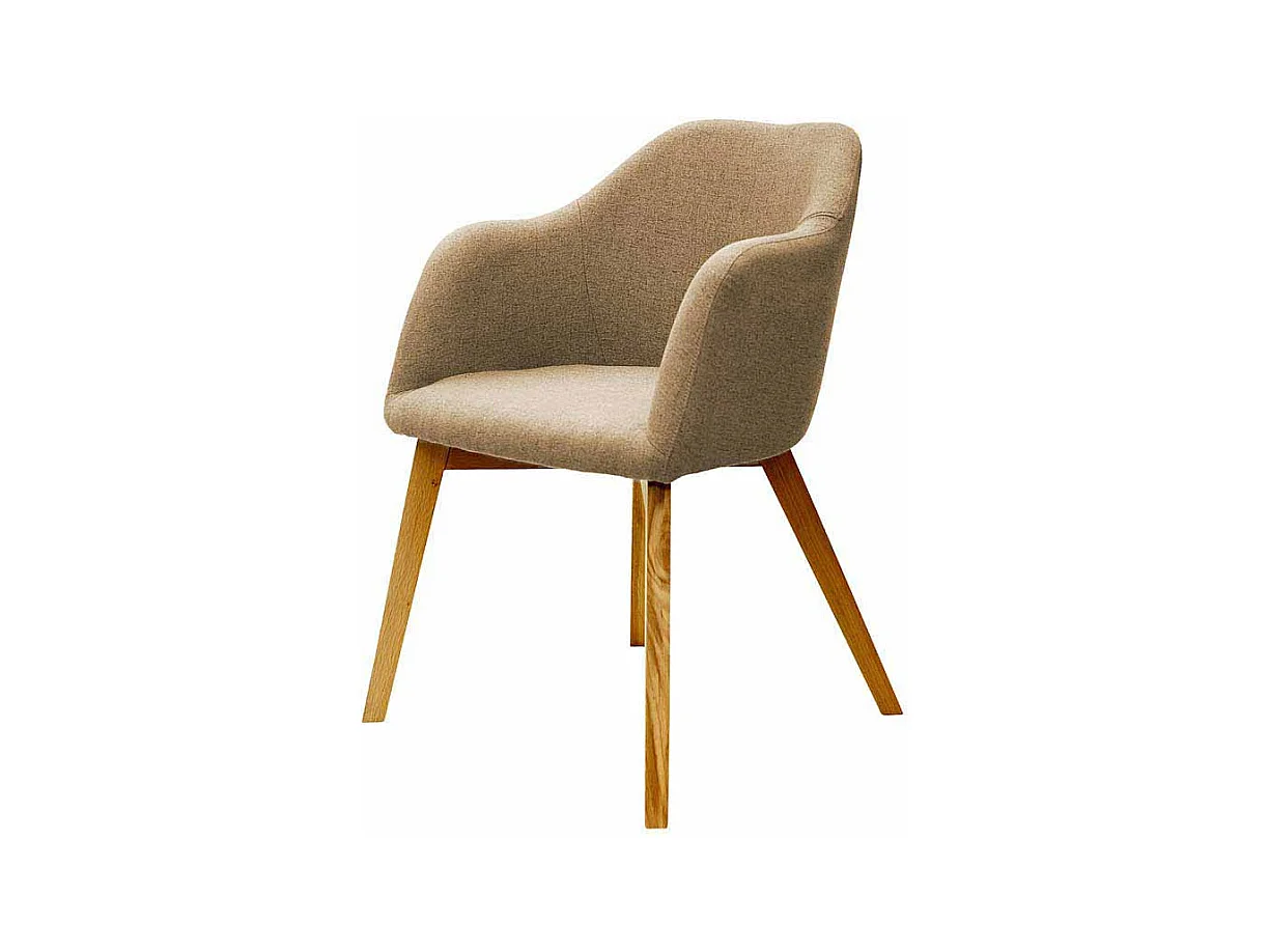 Armlehnstuhl in Beige Stoff Holzbeine