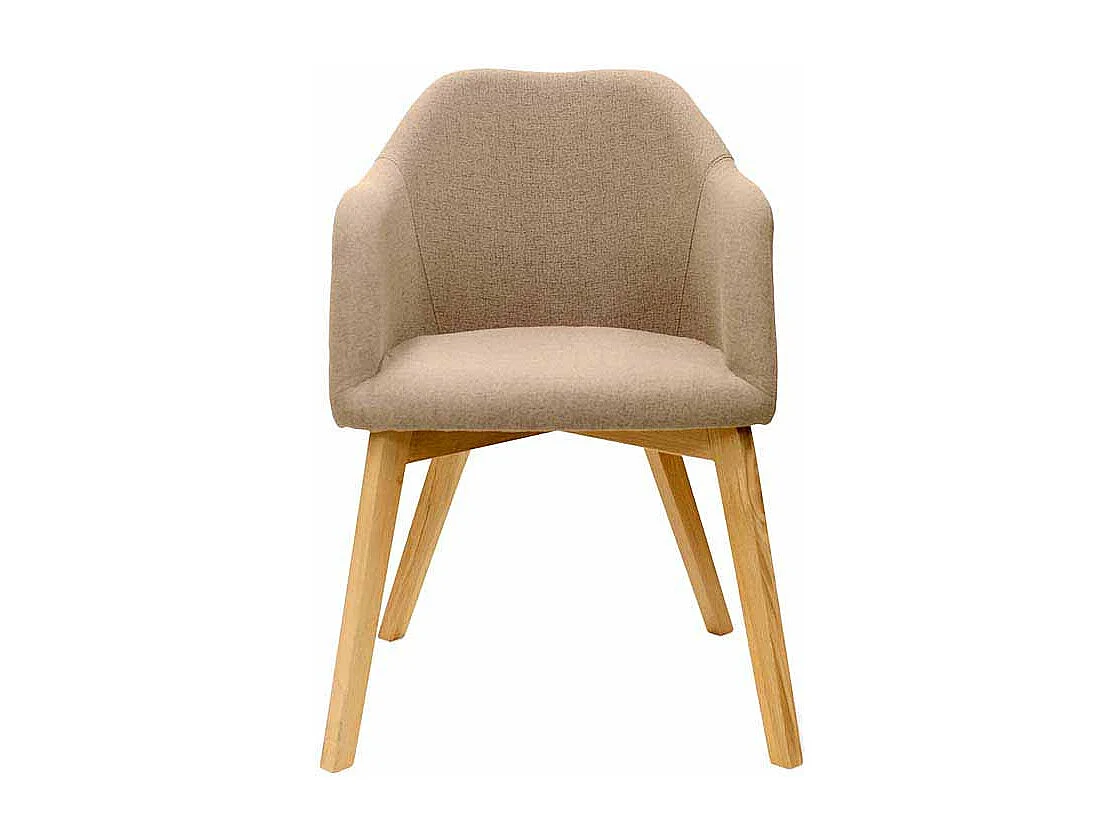 Armlehnstuhl in Beige Stoff Holzbeine