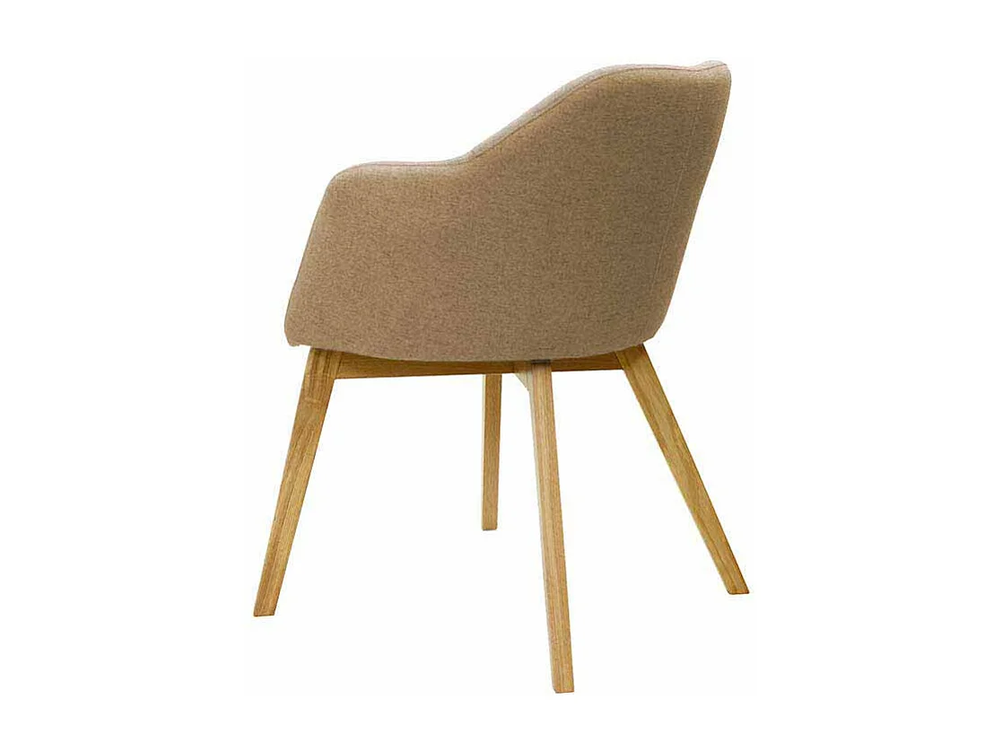 Armlehnstuhl in Beige Stoff Holzbeine