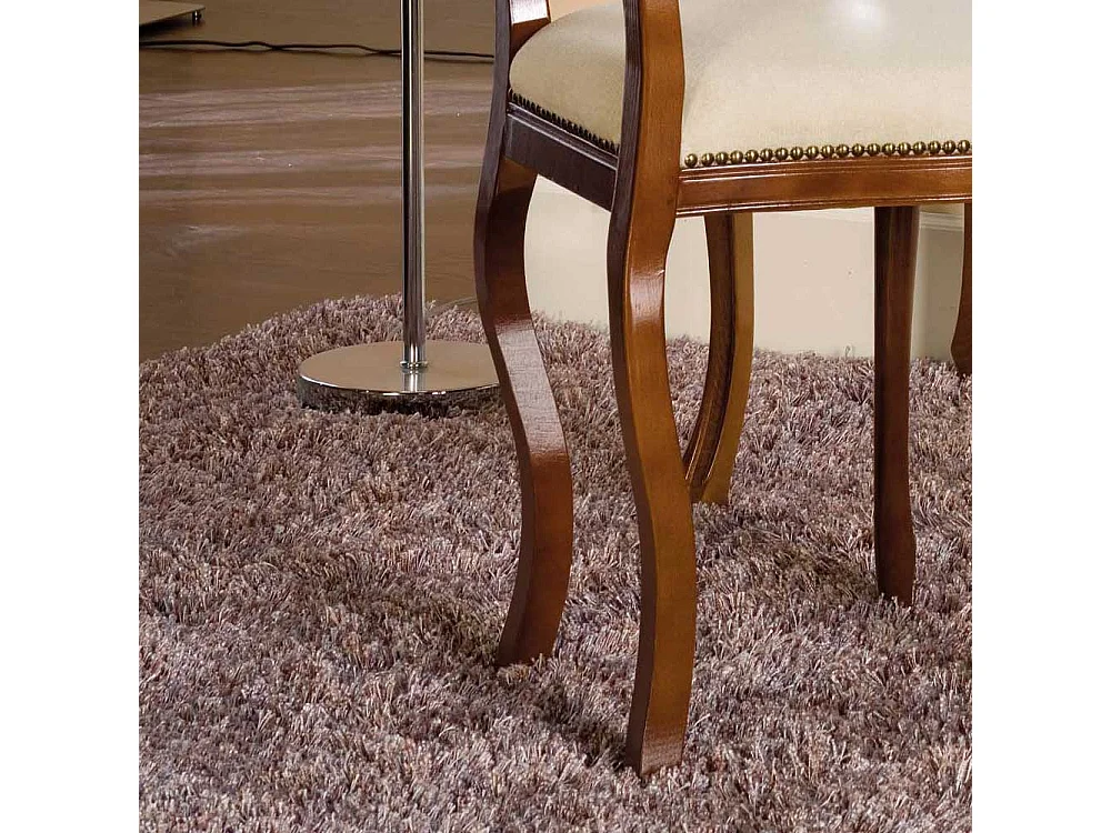 Esszimmerstuhl in Nussbaumfarben und Creme Weiß italienischen Design