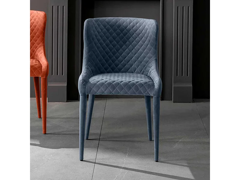 Polsterstuhl Esszimmer aus Samt in Dunkelgrau komplett bezogen