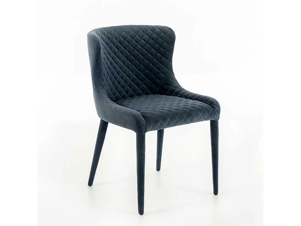 Polsterstuhl Esszimmer aus Samt in Dunkelgrau komplett bezogen