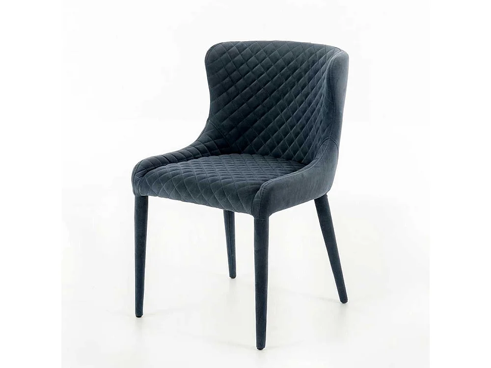 Polsterstuhl Esszimmer aus Samt in Dunkelgrau komplett bezogen