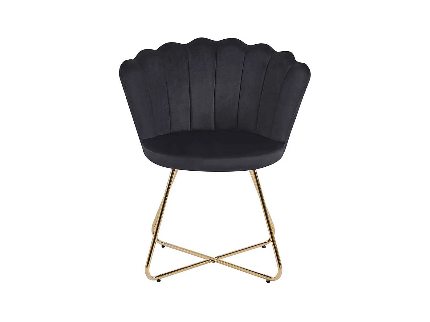 Muschelstühle Schwarz aus Samt Gestell aus Metall (2er Set)