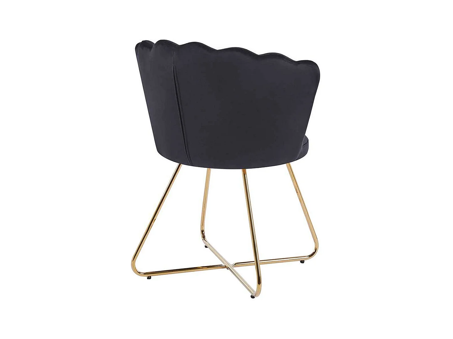 Muschelstühle Schwarz aus Samt Gestell aus Metall (2er Set)