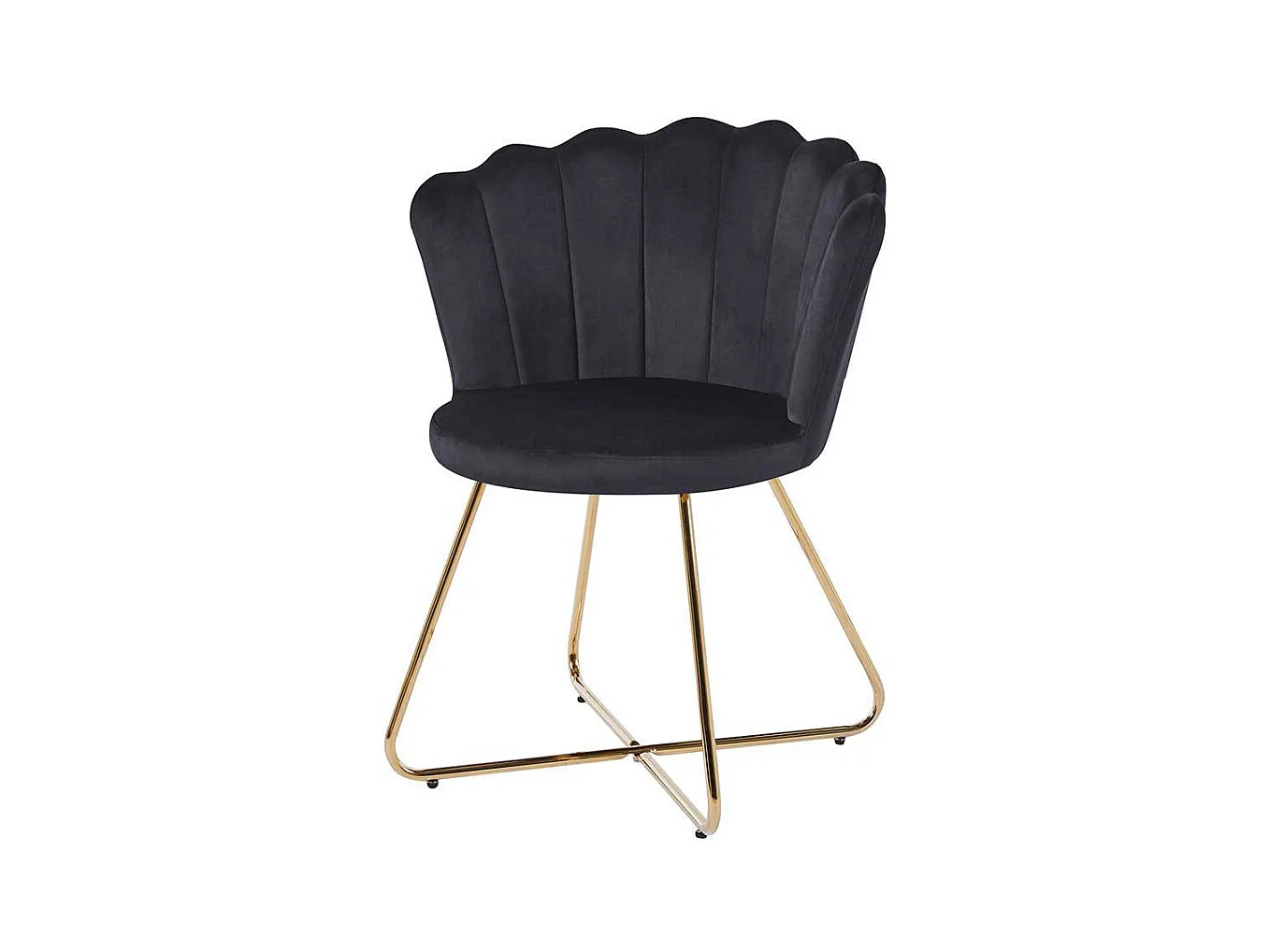 Muschelstühle Schwarz aus Samt Gestell aus Metall (2er Set)