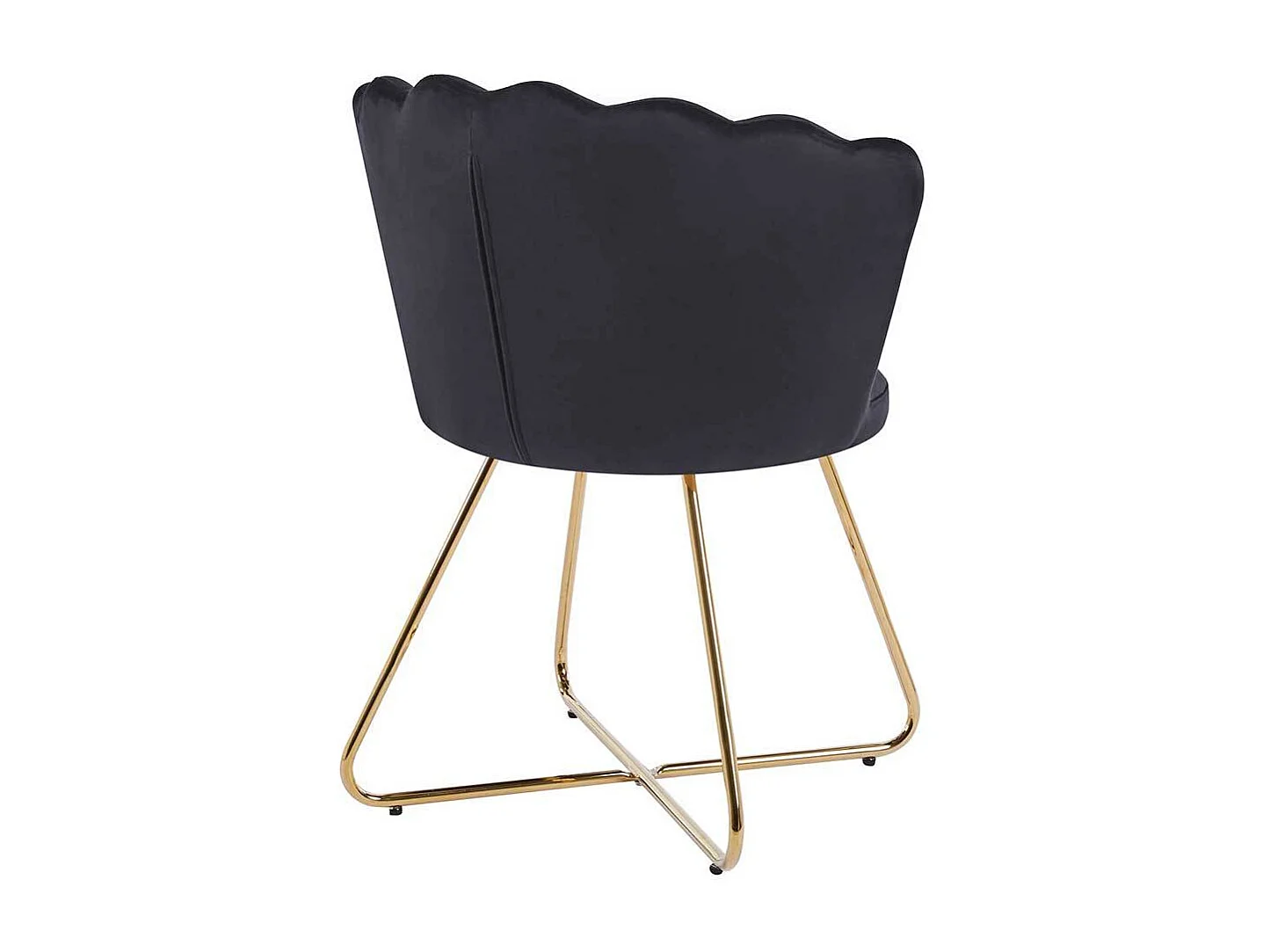 Muschelstühle Schwarz aus Samt Gestell aus Metall (2er Set)
