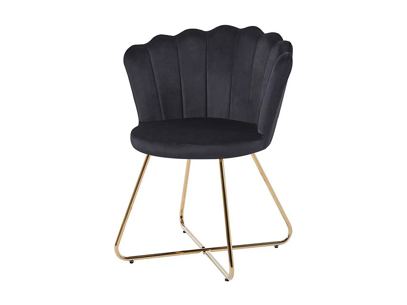 Muschelstühle Schwarz aus Samt Gestell aus Metall (2er Set)