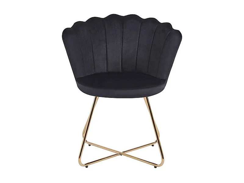 Muschelstühle Schwarz aus Samt Gestell aus Metall (2er Set)
