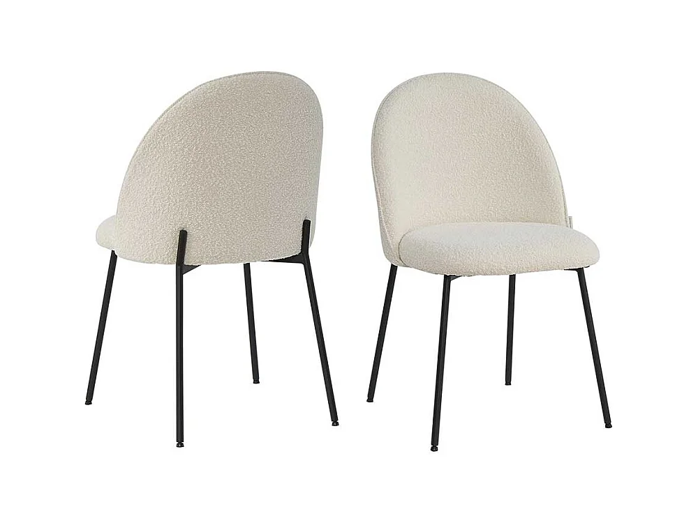 Stuhl Esszimmer Essstuhl aus Metall und Boucle Stoff (2er Set)