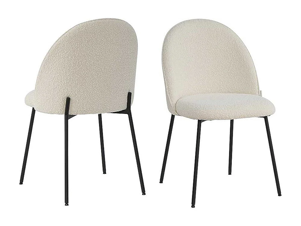 Stuhl Esszimmer Essstuhl aus Metall und Boucle Stoff (2er Set)