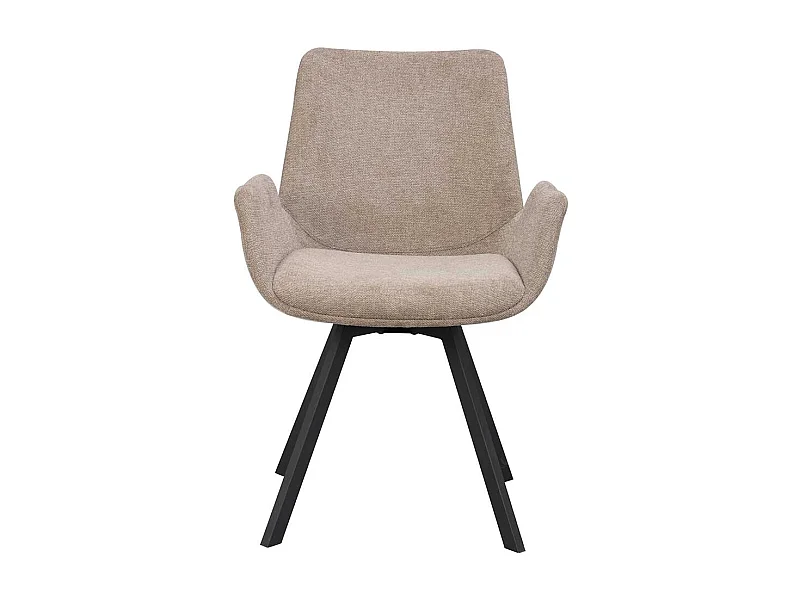 Esstisch Stühle aus Webstoff und Metall Beige & Schwarz (2er Set)