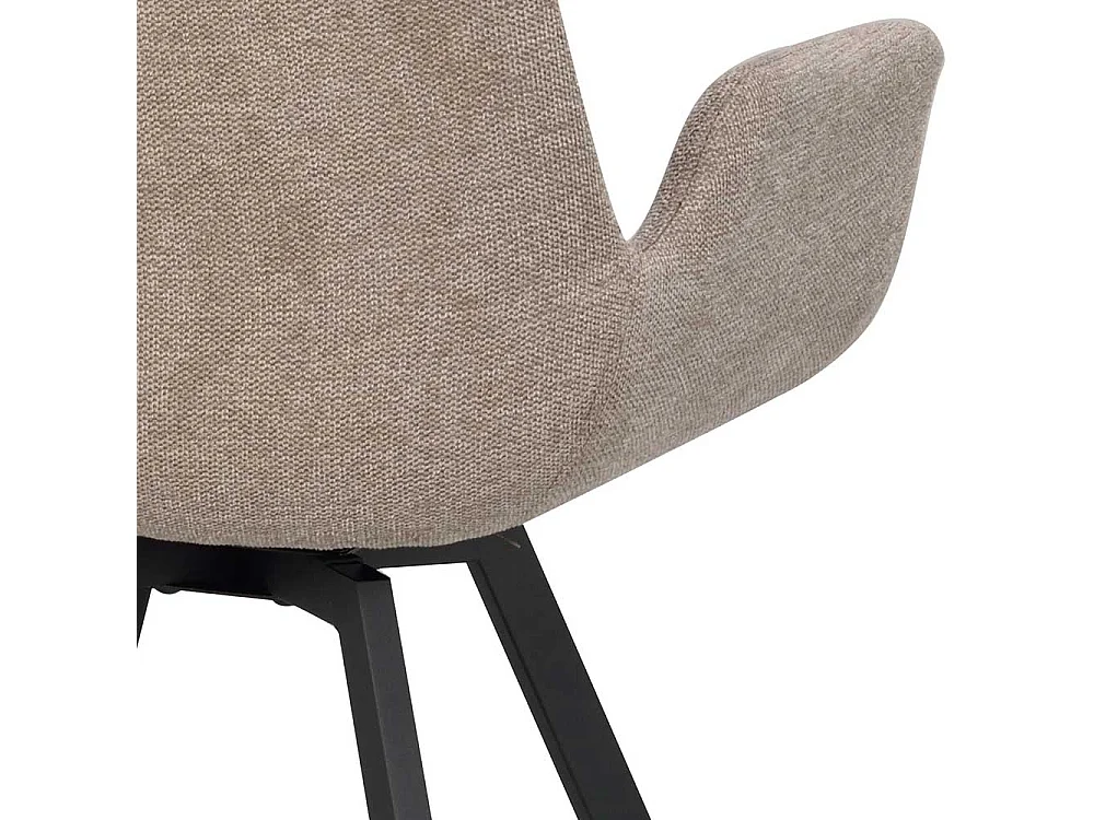 Esstisch Stühle aus Webstoff und Metall Beige & Schwarz (2er Set)