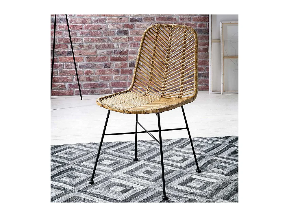 2 Stühle aus Rattan Metallgestell (2er Set)