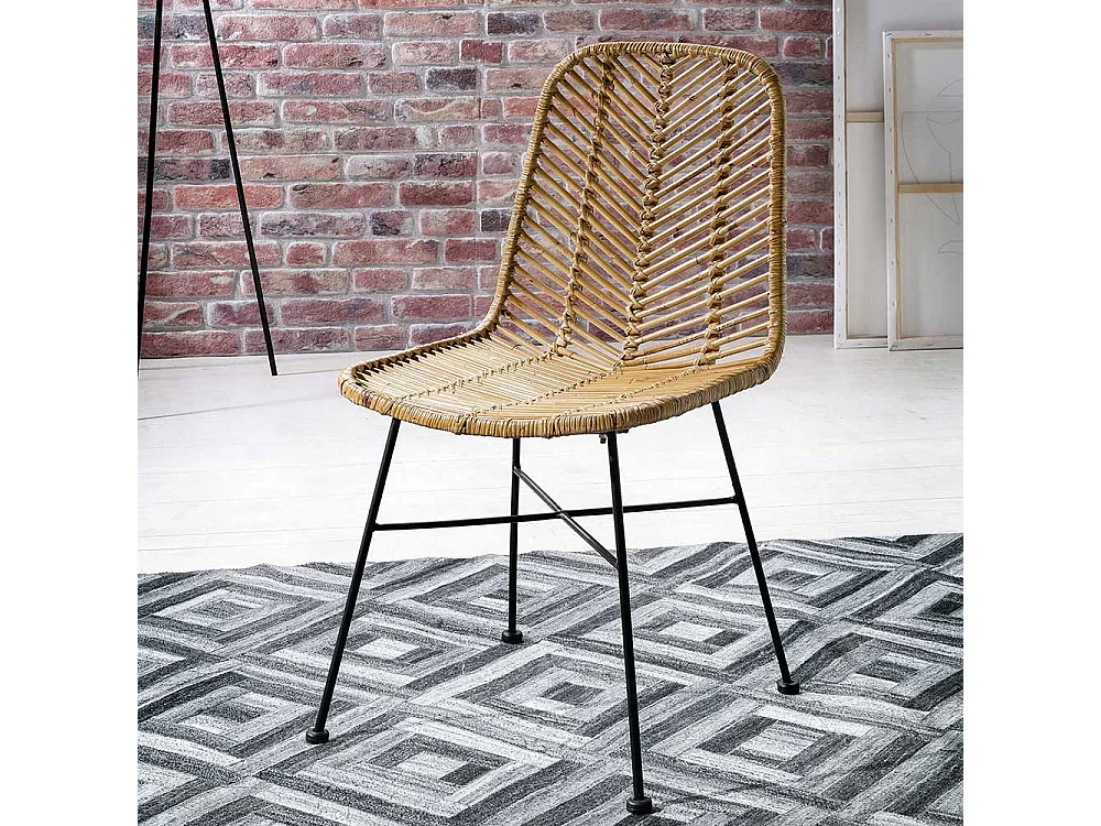 2 Stühle aus Rattan Metallgestell (2er Set)