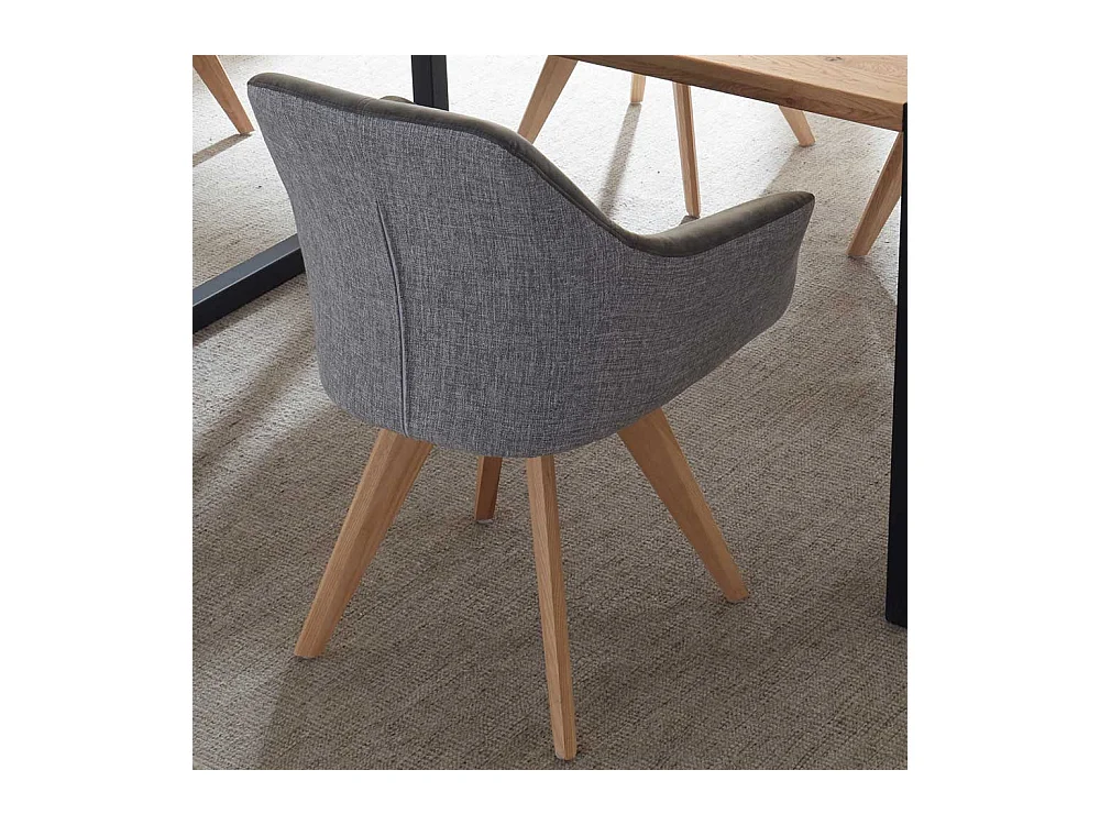 Armlehnen Polsterstühle in Grau Microfaser Massivholzgestell (2er Set)