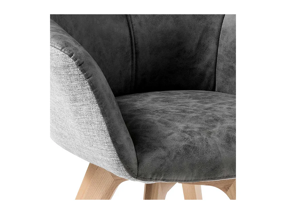 Armlehnen Polsterstühle in Grau Microfaser Massivholzgestell (2er Set)