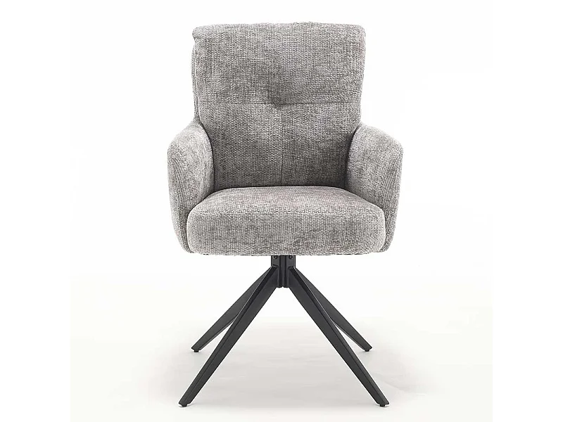 Armlehnenstuhl Stuhl Set aus Chenillegewebe mit Gestell aus Metall (2er Set)