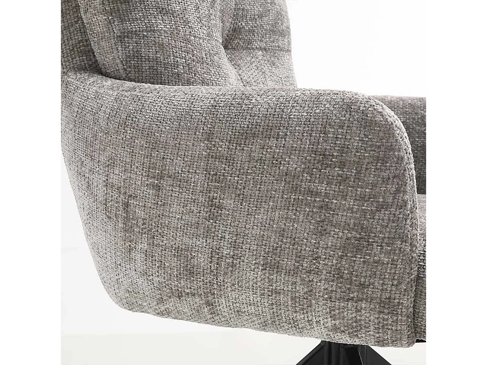 Armlehnenstuhl Stuhl Set aus Chenillegewebe mit Gestell aus Metall (2er Set)